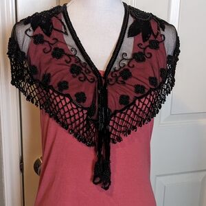 Black Beaded Lace Shawl